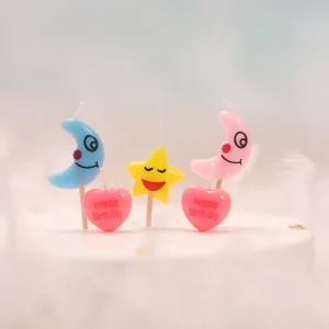 Customized Cute Birthday Candles Creative Moon and Star Shaped Candles Party Cake Decorations