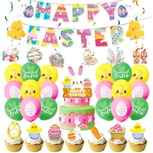 Customized Easter Bunny Valentine’s Day Tableware Cute Bunny Atmosphere Decorations Banners Balloons for Christmas Graduation