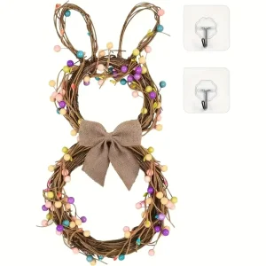 Customized Easter Bunny Wreath Spring Bowknot Garland with Easter Egg Decoration
