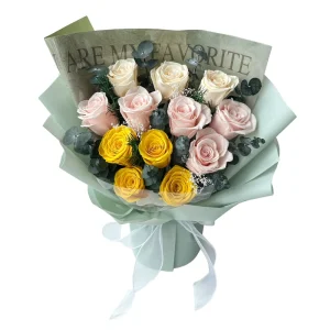 Customized Factory Supply Handmade Environment Friendly Dried Preserved Flower Bouquets
