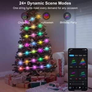 Customized Globe RGB String Lights Garden Festoon Christmas Ball Bulbs APP Remote Control with Musical Luminous Holiday Decor