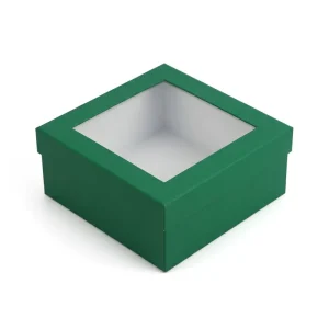 Customized Green Christmas Gift Box square with Transparent Visible Windows Used to Hold Various Holiday Gifts