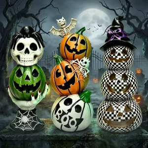 Customized Halloween Pumpkin Lantern LED Indoor Decoration with Scary Ornaments and Glowing logo Solar Ornaments