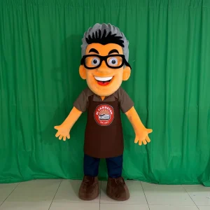 Customized High-quality Eyeglasses-themed Apron Character for Men Mascot for Coffee-themed Adult Carnival / Grand Festival