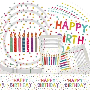 Customized Items Cutlery Sets Birthday Decorations for Happy Birthday Party Including Birthday Candles Napkins
