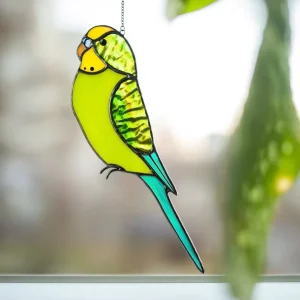 Customized Large Art Deco Glass Parrot Sun Catcher Window Stain Glass Bird Home Decor Hanging Wall Custom Gift