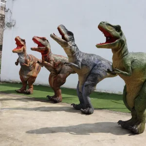 Customized Lightweight Adventure Park Walking Realistic Dilophosaurus Dinosaur Costume Roaring Sound Metal Frame Home Garden