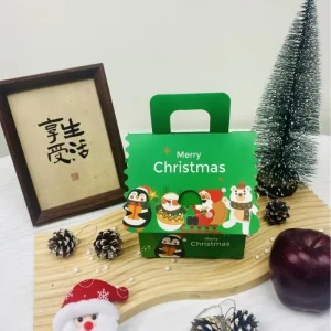 Customized Merry Christmas Apple Packaging Gift Box Clear Box with Handle for Holiday