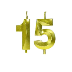 Customized Modern Geometric Cut Gold Number Candles Party ROMANCE Theme Wax Material Cute Eye Catching Wedding Favors Cake
