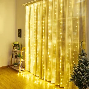Customized Music Style Bedroom LED Copper Wire Curtain Light USB Remote Control Christmas Light Hooks 3*3m Atmosphere Color IP44