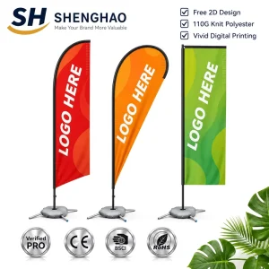 Customized Outdoor Windproof Advertising Banners Promotional Flags for Exhibition Events Beach Flag Feathers Tear drop Flags