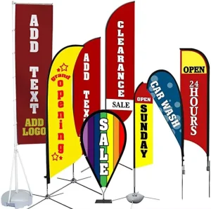 Customized Printing Beach Flags Feather Teardrop Advertising Banner Flag