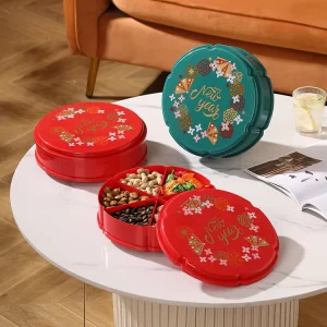Customized Rotating Base Candy Box Plastic Nuts and Dried Fruit Plate