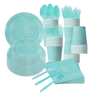 Customized Sky Blue Theme Party Decoration Set Includes Paper Plate for Festive Occasions Christmas Diwali Halloween Easter