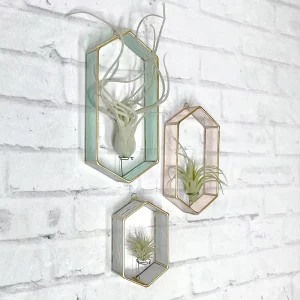 Customized Stained Glass Art Deco Square Round Sun Catcher Handmade Air Plant Holder Wall Decor Hanging Planter Custom Logo