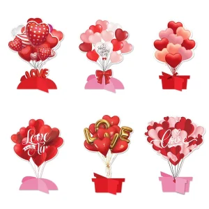 Customized Valentine’s Day Decoration Props Gift Desktop Ornaments Small Flags Flowers Balloons Heart Party Supplies