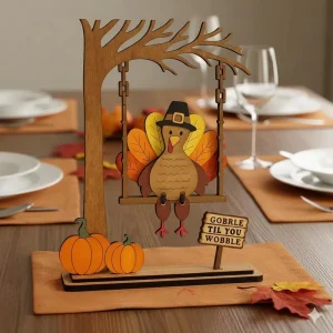 Customized Wooden Swingin’ Thanksgiving Turkey Decor Set Thanks Autumn Turkey Pumpkin Truck Pilgrims Centerpieces Ornament