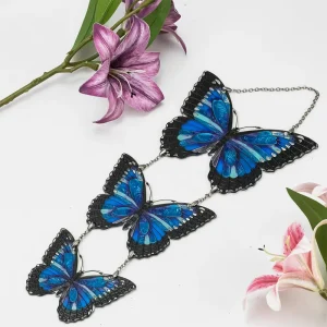Customized Your Design Colorful Butterfly Handmade Stained Glass Window Cling Art Deco Anniversary Sun Catcher Giant Blues