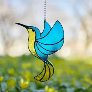 Customized Your Design Colorful Hummingbird Suncatcher Window Glass Panel Art Deco Style Stained Glass Hanging Ornament Decor