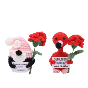 Cute Animal Plant Roses Emotional Support Handmade Crochet Flower Bouquet With DIY Cards for Decorative Home Office