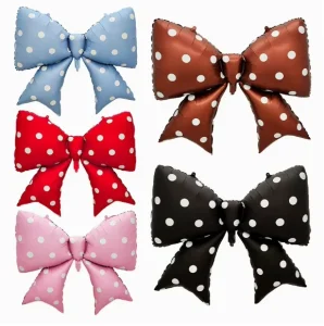 Cute Blue Pink Red Black Brown Dot Bow Knot Foil Balloons Wedding Birthday Baby Shower Valentine’s Day Birthday Party Decor