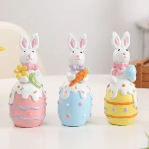 Cute Cartoon Easter Egg Rabbit Resin Ornament Holiday Home Decoration and Children’s Gift for Party Decorations