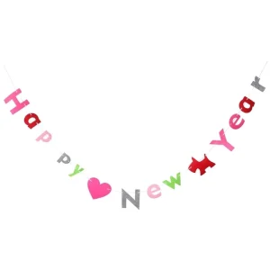Cute Colorful Felt Happy New Year Banner for Party Hanging Decoration