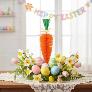 Cute Easter Tabletop Rabbit Ornament Man-made Orange Sisal Carrot Children’s Gift Festive Party Props Home Decor