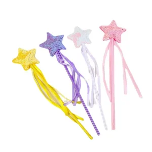 Cute Five Pointed Star Fairy Wand for Kids Sequin Angel Party Princess Gift Colorful Angel Fairy Princess Fairy Wand Sticks