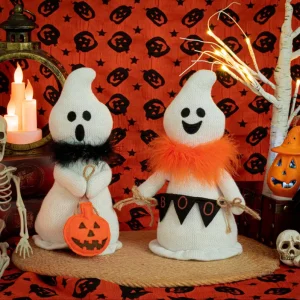 Cute Ghost Decor Indoor Halloween Home Decor Ornaments Gift Orange Pumpkin Halloween Party Decoration
