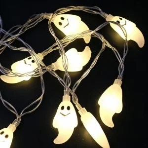 Cute Ghost LED String Lights Battery Operated Warm White Lights Halloween Decorative Lights for Party Window Indoor Home Decor