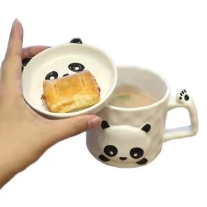 Cute Panda Ceramic Mug With Lid Exquisite Craft Ideal Corporate Business Gift for Home and Office Usage