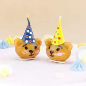 Cute Party Bear Birthday Candles Adorable Hat Design Cake Toppers for Baby Shower Children Day Celebration