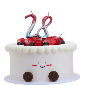 Cute Romance Kids Metallic Gradient Handwriting Design Large Number Birthday Candles for Party Decoration