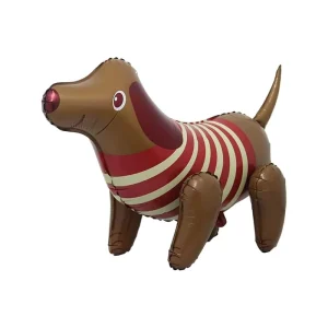 Cute Striped Dachshund Dog Foil Balloon Metallic Party Balloon for Kids Birthday and Dog Themed Party Decor