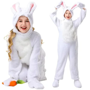 Cute White&gray Rabbit Children’s Animal Plush Jumpsuit Party Costume Children’s Cosplay Stage Costume