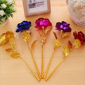 D1233 Valentine’s Day Gift Women Set Birthday Gift Gold Rose 24K Gold Leaf Creative Roses for Lover