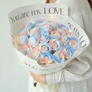 D82 Colorful Soap Flowers Rose Gifts for Wife Girls Valentines Day Mothers Day Anniversary Birthday Bouquets of Soap Flowers