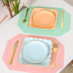DAMAI Macaron Party Disposable Tableware Set Hot Stamping Paper Plate Cups Napkins Kids Party Supplies Set