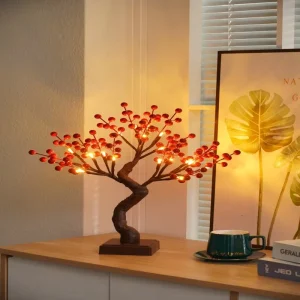 DIY Artificial Branch LED Tree Light Touch On Off USB Battery Powered Christmas Birthday Gift Table Lamp