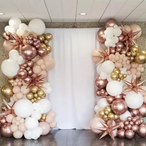 DIY Balloons Garland With Metallic Gold and Rose Gold Latex Balloon Arch Garland for Wedding Birthday Bride Baby Shower