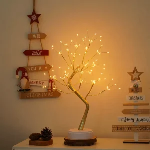 DIY Christmas Golden Branch Baby’s Breath Artificial Tree Light Dual Power Supply Mode Warm Light Holiday Decorative Lamp