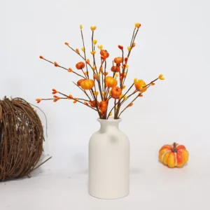 DIY Creative Berry and Pumpkin Branch Halloween and Thanksgiving Decorations Autumn Harvest Modern and Minimalist