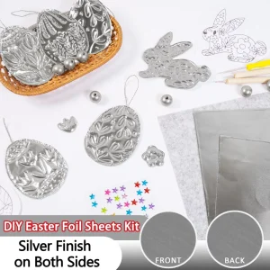 DIY Silver Foil Sheet Easter Decoration Kit with Tools for Adults and Kids