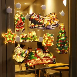 DIY Xmas Decorations Santa Suction Cup PVC Material Semi manual Craft Light Christmas Tree Decorations Festive Style Window