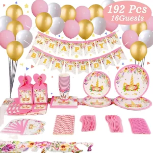 DJTSN 192 Pcs Kids Birthday Party Decorations Set Party Supplies