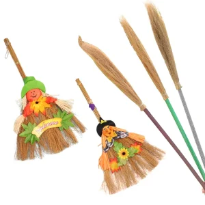 DS5718 Flying Wizard Stick Halloween Witch Broomstick Props Plastic Accessory for Witch Costume