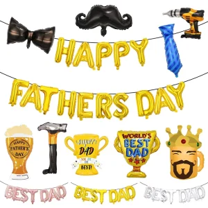 Dad Balloon Banner Trophy Beard Father’s Day Foil Balloon for Party Decoration