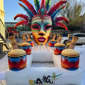 Dancing Party Activity Business Advertise Event Inflatable Tribal Girl Mask Mascot for Square Decoration