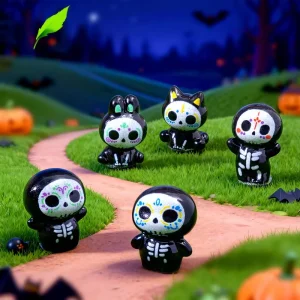 Day of the Dead Cute Ghost Mini Figurine Micro Landscape DIY Decoration Mini Car Dashboard Ornament Bulk